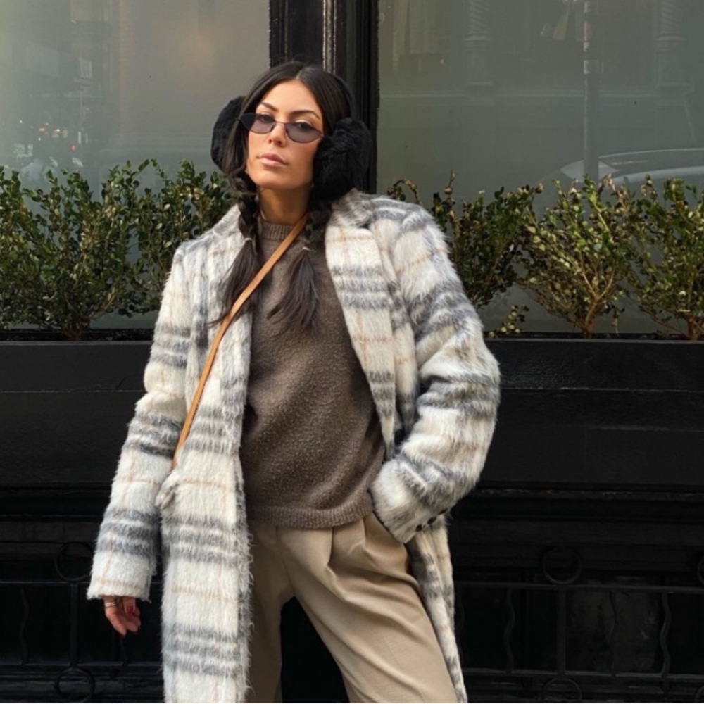 BCBG Plaid Trench Coat